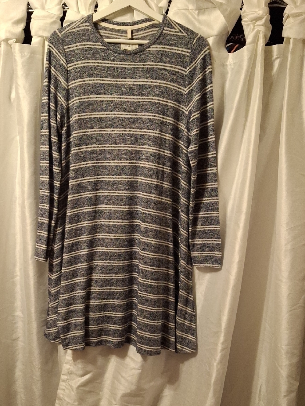 Lou & Grey Navy and White Striped Long Sleeve Swing Dress